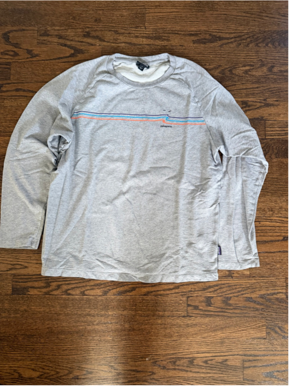 Patagonia Men’s Organic Cotton Raglan Long Sleeve Graphic Shirt Gray L